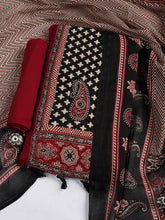 Patch Neck Cotton Blend Unstitched Suit With Dupatta